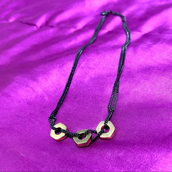 Marc Jacobs gunmetal and gold plated screw necklace. - Picture 8 of 9